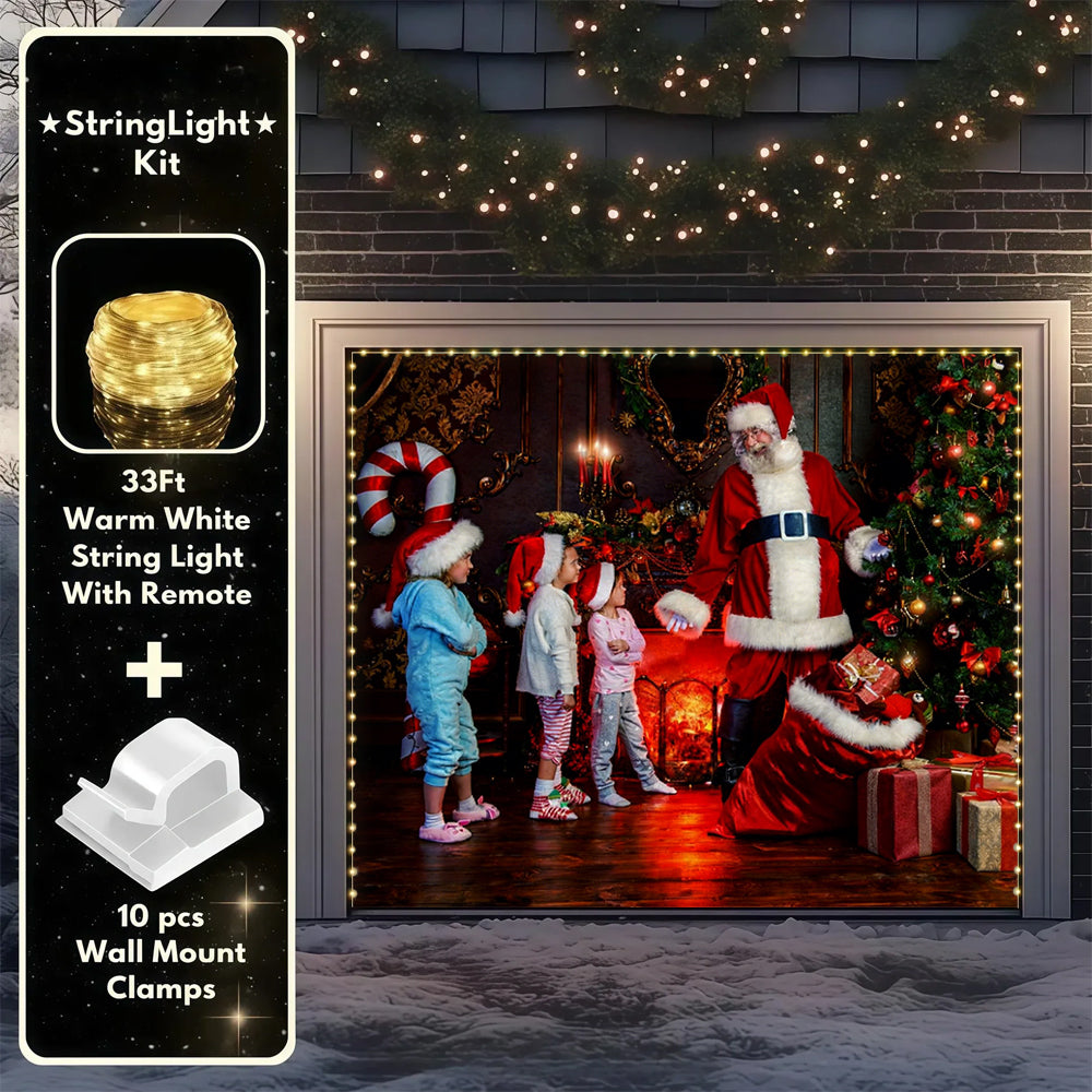 Santa With Kids| Christmas Garage Door Cover