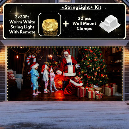 Santa With Kids| Christmas Garage Door Cover