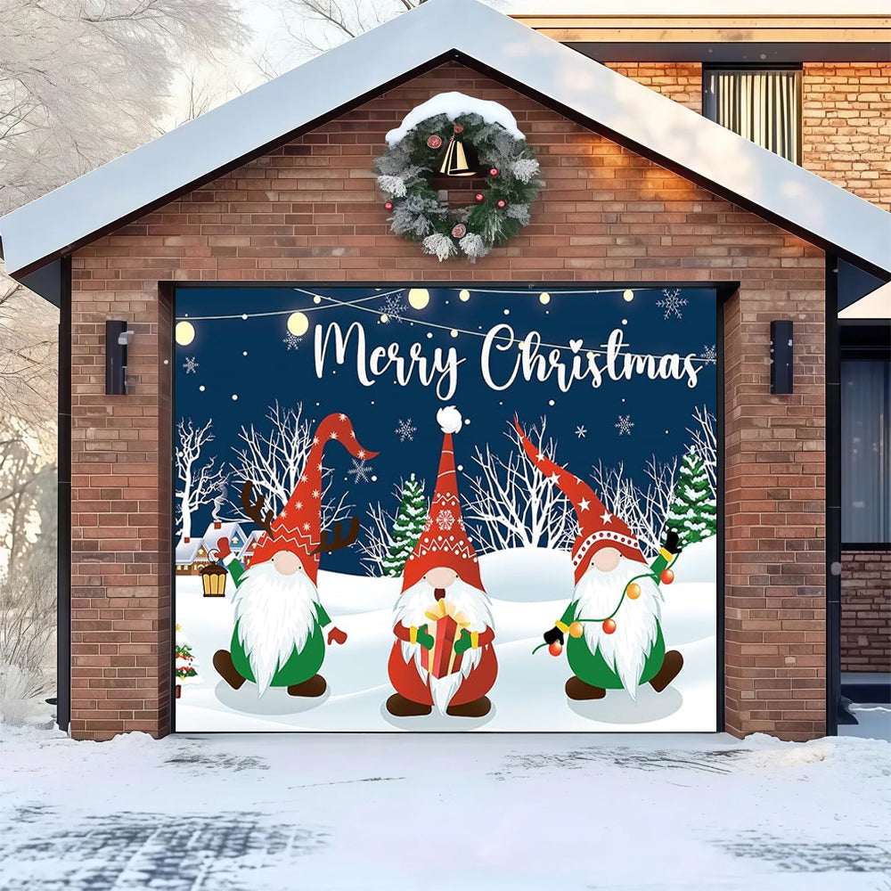 Cheerful Gnomes | Christmas Garage Door Cover