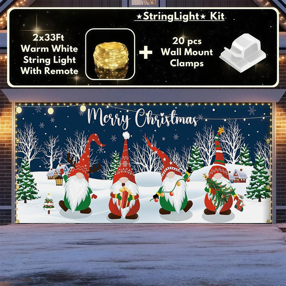 Cheerful Gnomes | Christmas Garage Door Cover