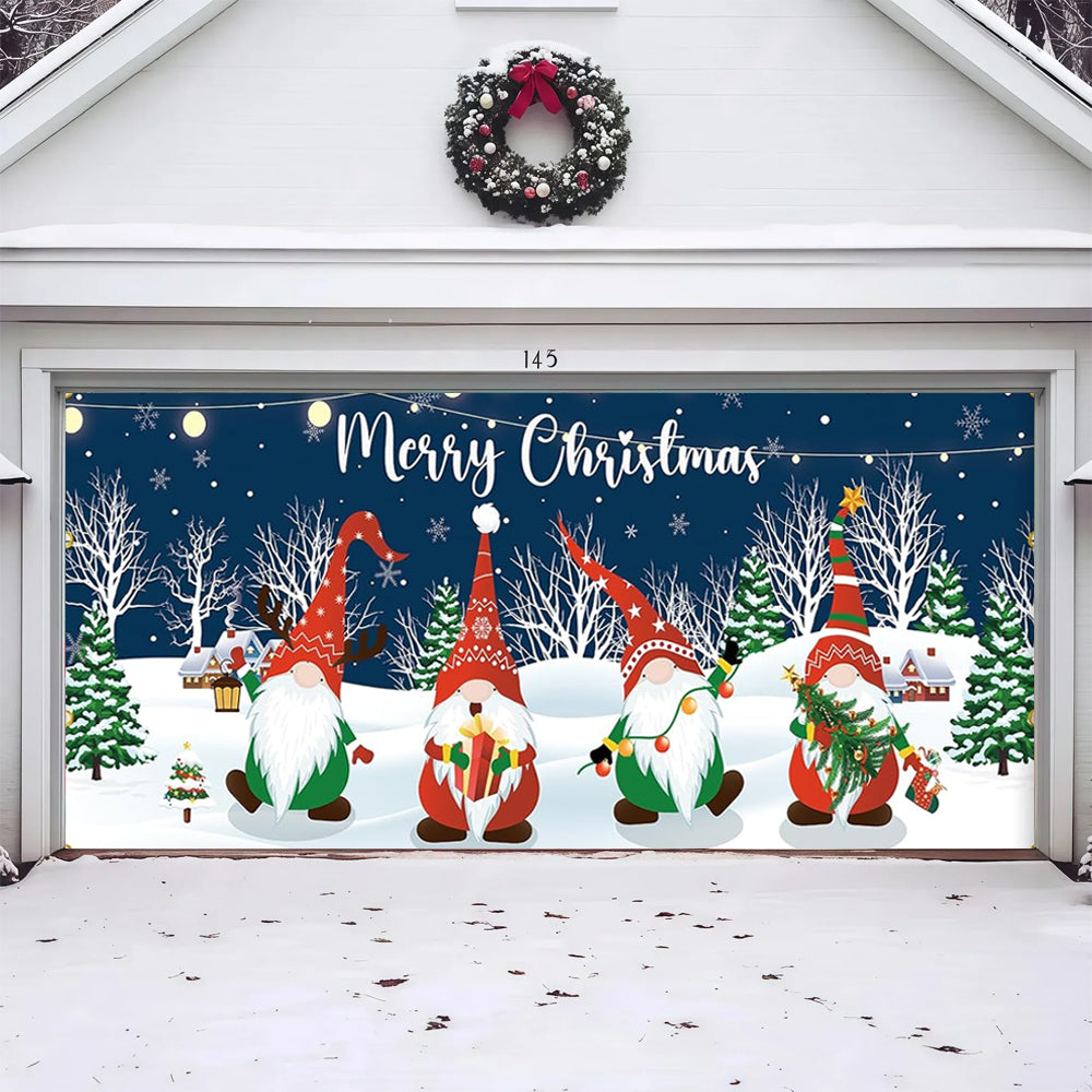 Cheerful Gnomes | Christmas Garage Door Cover