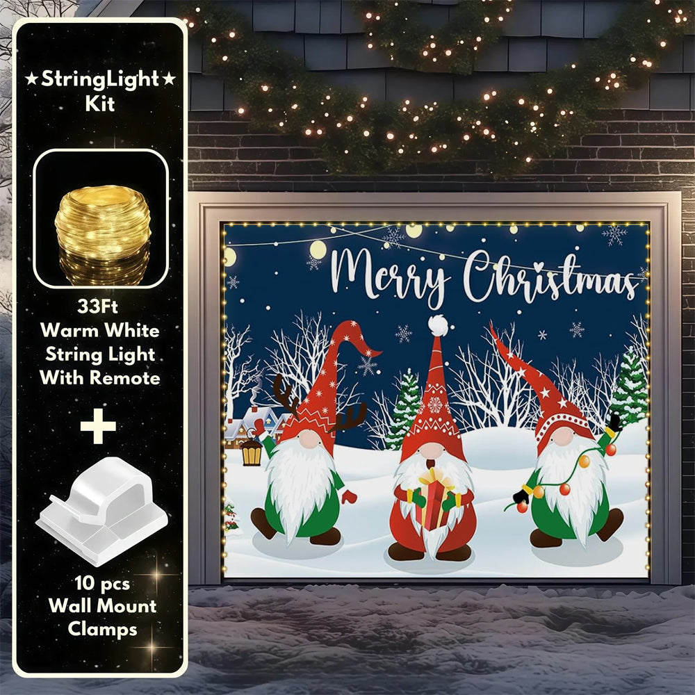 Cheerful Gnomes | Christmas Garage Door Cover