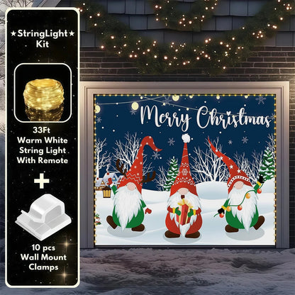 Cheerful Gnomes | Christmas Garage Door Cover