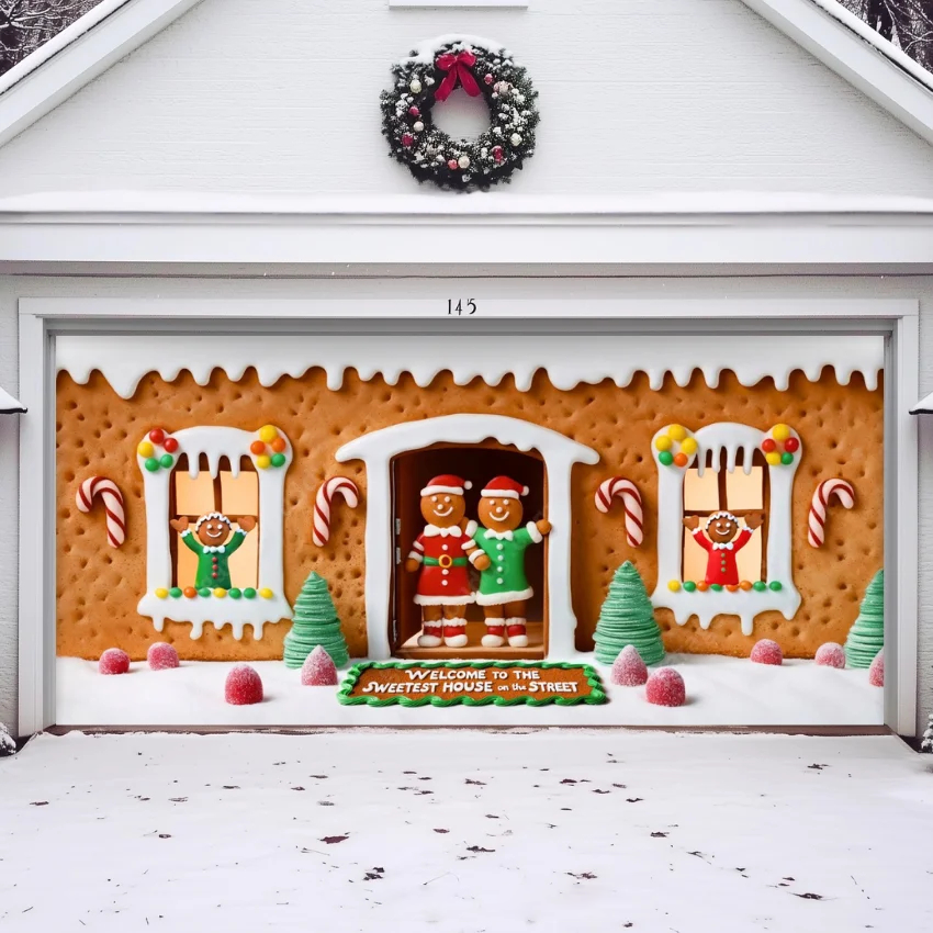 Gingerbread Family | Christmas Garage Door Cover