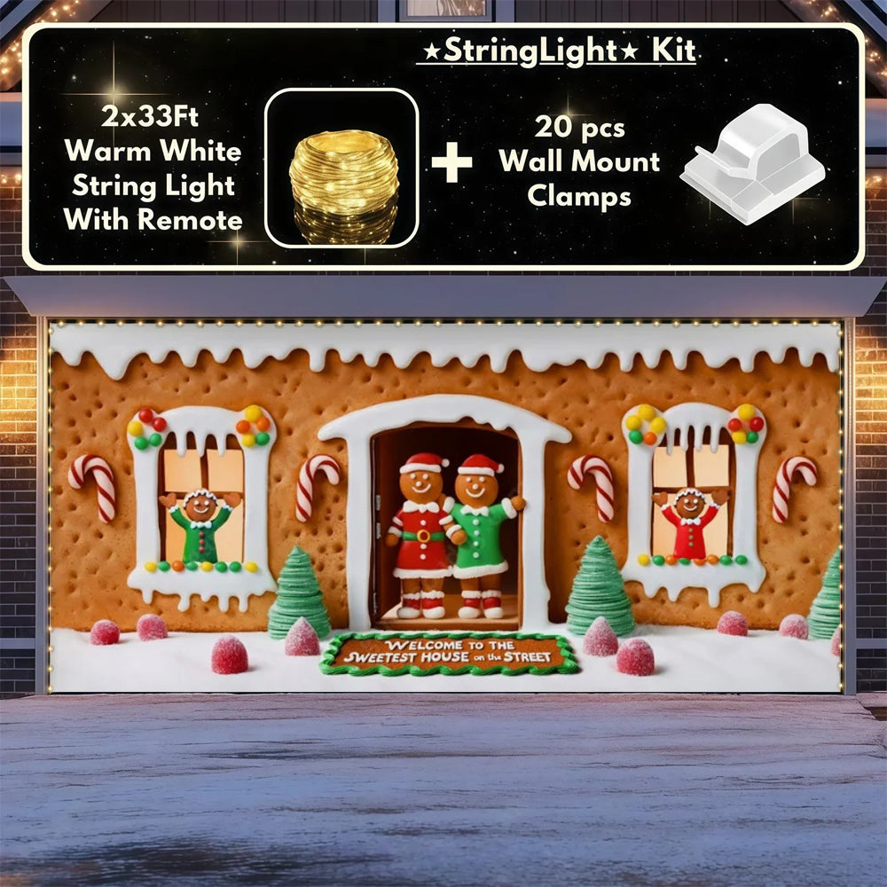 Gingerbread Family | Christmas Garage Door Cover