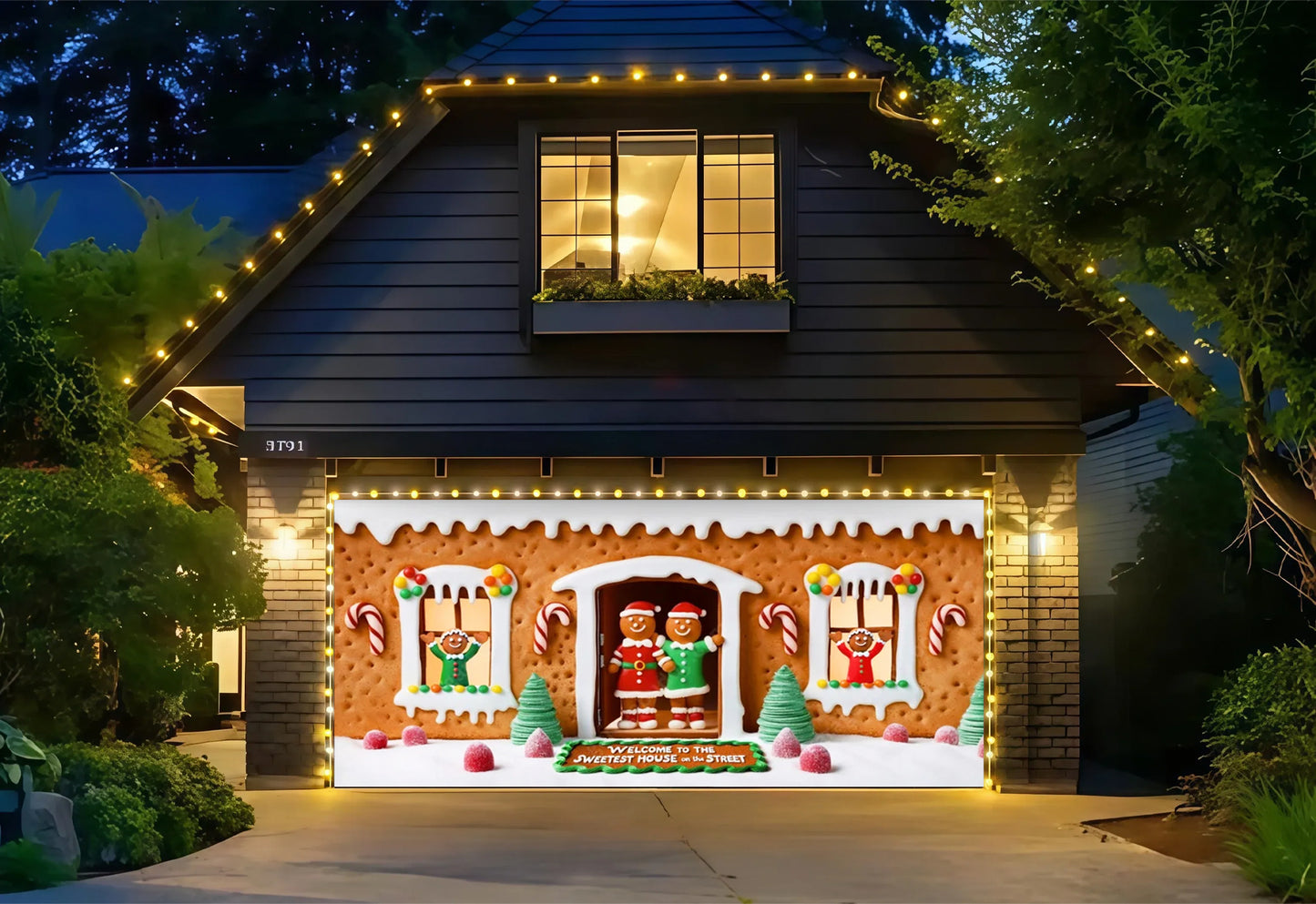Gingerbread Family | Christmas Garage Door Cover