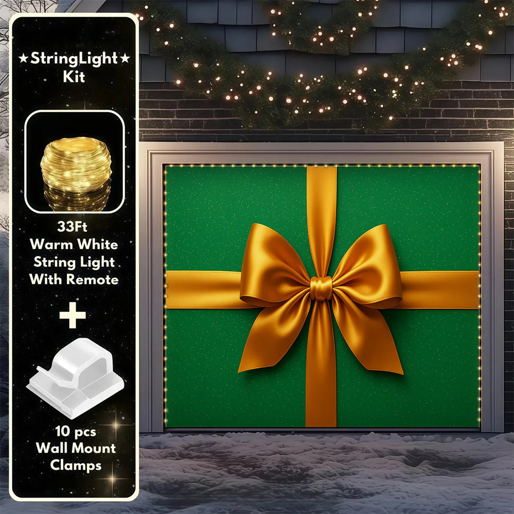 Gift Wrap(Green) | Christmas Garage Door Cover