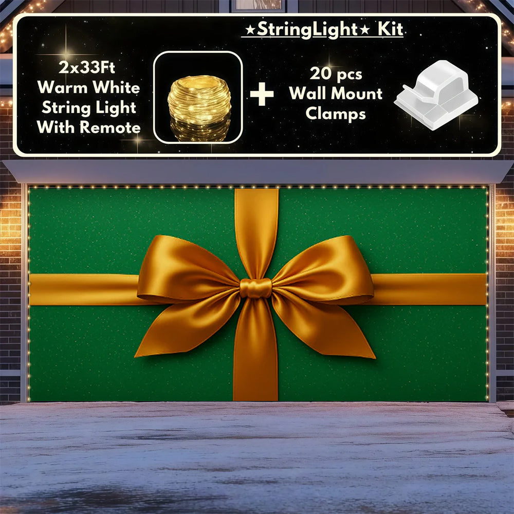 Gift Wrap(Green) | Christmas Garage Door Cover