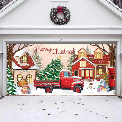 Village Truck| Christmas Garage Door Cover