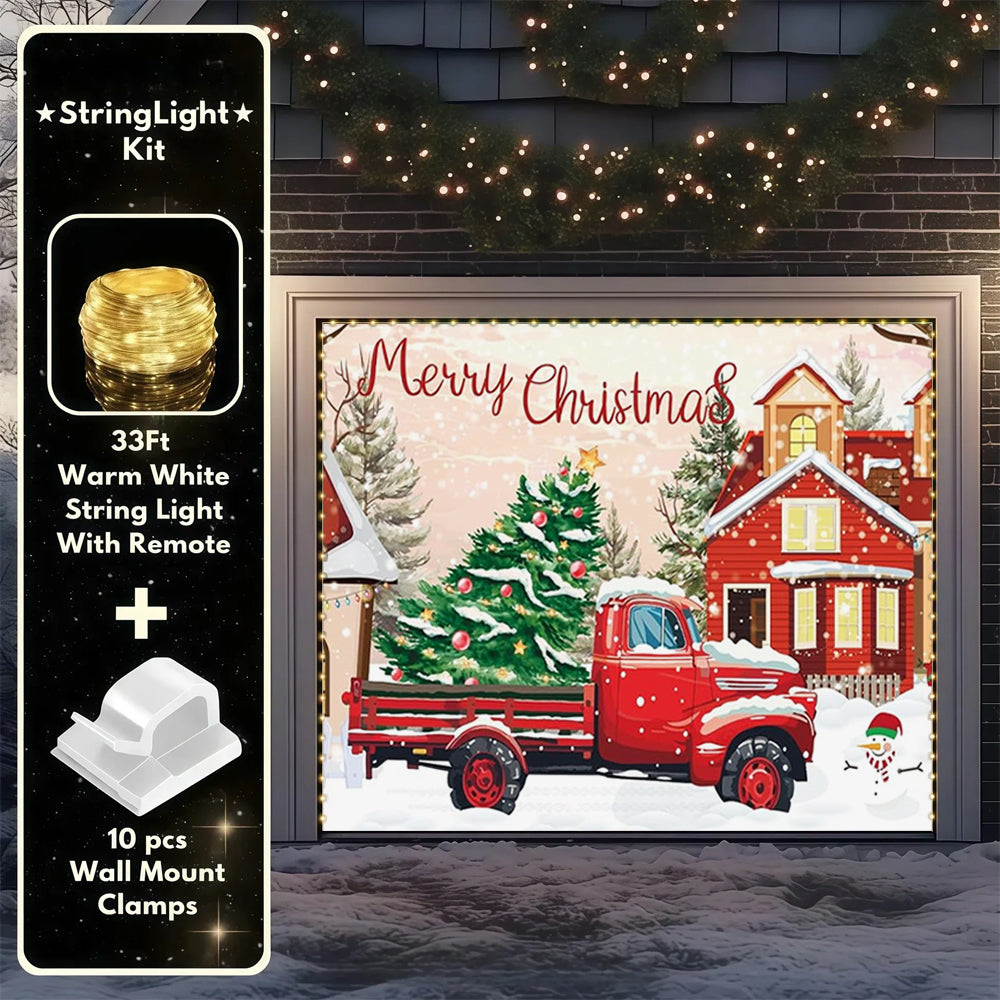 Village Truck| Christmas Garage Door Cover