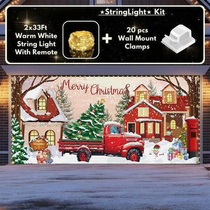 Village Truck| Christmas Garage Door Cover