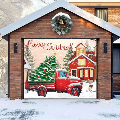 Village Truck| Christmas Garage Door Cover