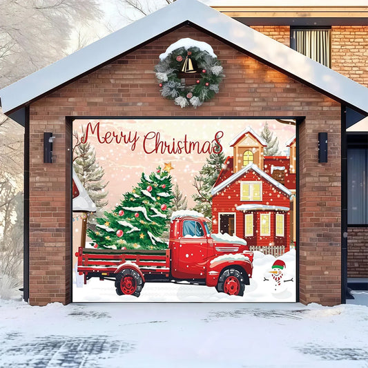 Village Truck| Christmas Garage Door Cover