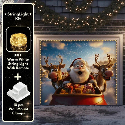 Santa & Reindeers | Christmas Garage Door Cover