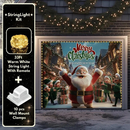 Santa And Elves | Christmas Garage Door Cover