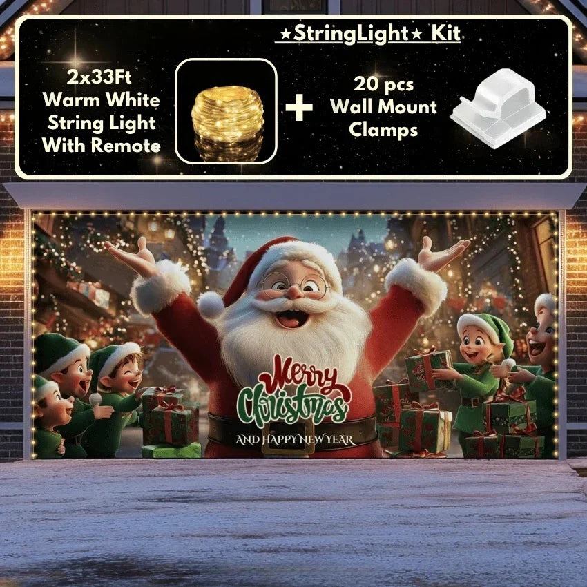 Santa And Elves | Christmas Garage Door Cover