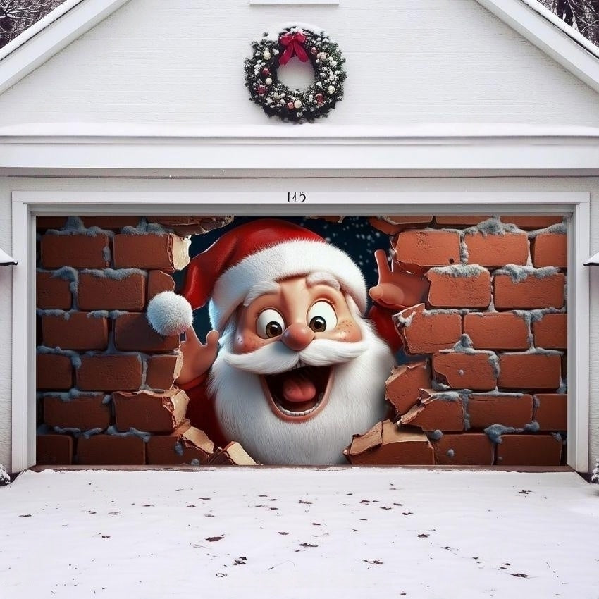 Santa's Surprise | Christmas Garage Door Cover